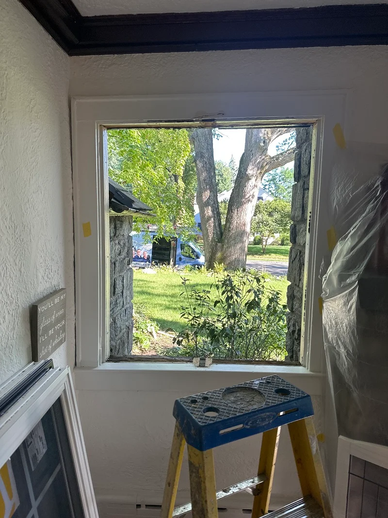 Double to single casement window installation